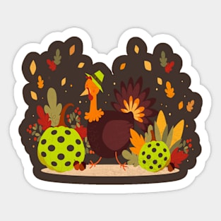 Thanksgiving Pickleball Funny Pickleball Turkey Thanksgiving Sticker